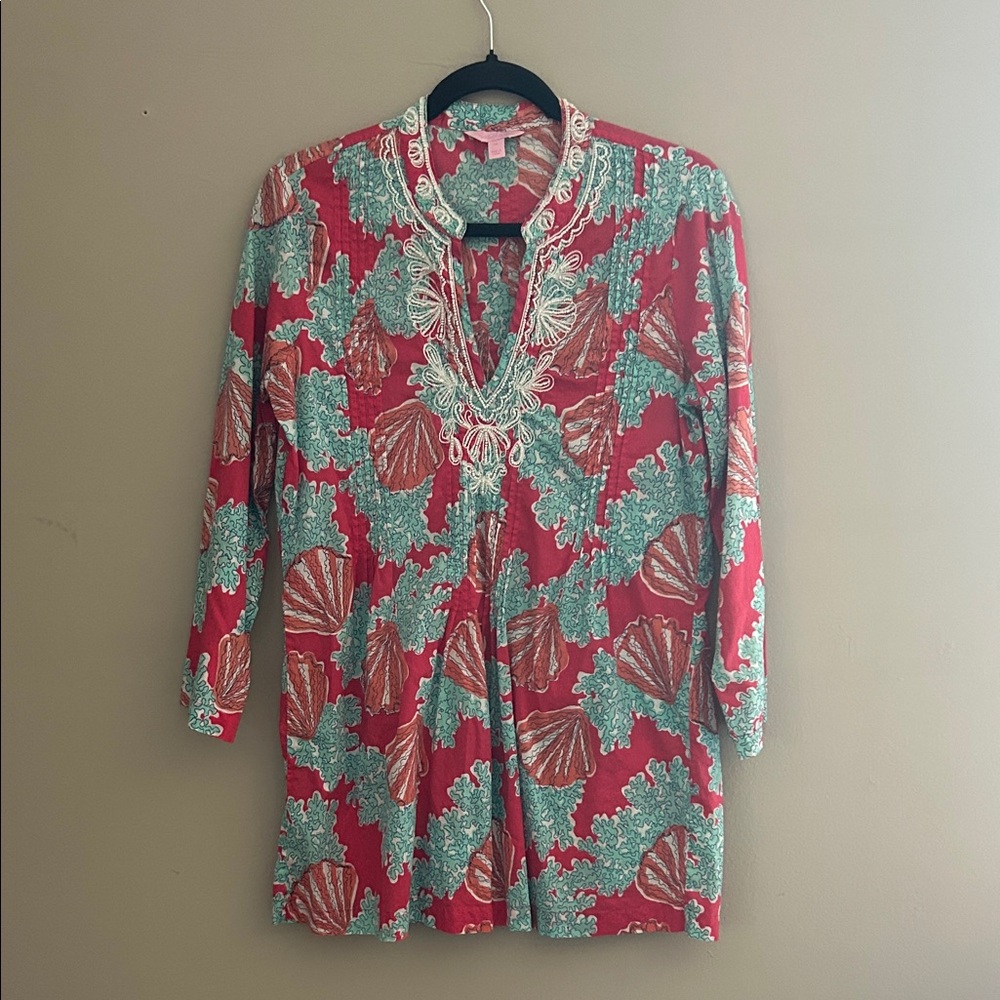 Lilly Pulitzer Red and Green Embroidered Tunic